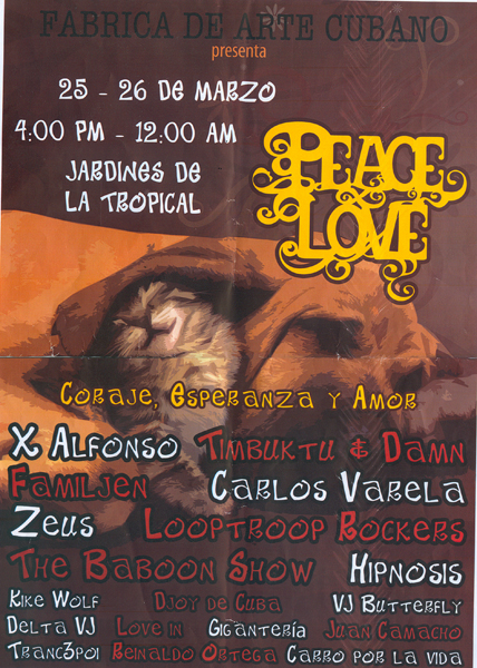 Cartel del Festival Peace and Love, de Suecia a La Habana