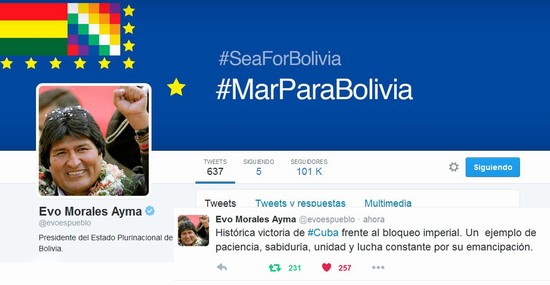 Histórica victoria de #Cuba frente al bloqueo imperial: un ejemplo de paciencia, sabiduría, unidad y lucha constante por su emancipación. Tuiteó el presidente Evo Morales