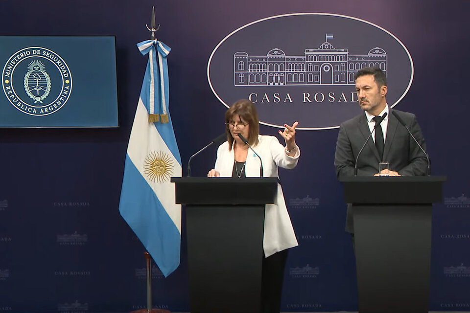 El ministro de Defensa, Luis Petri, y la ministra de Seguridad, Patricia Bullrich. 