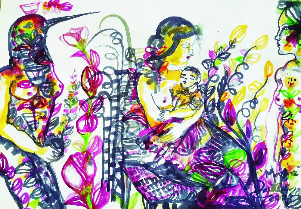 Obra de la serie Pureza, de Zaida del Río, dedicada a la maternidad.