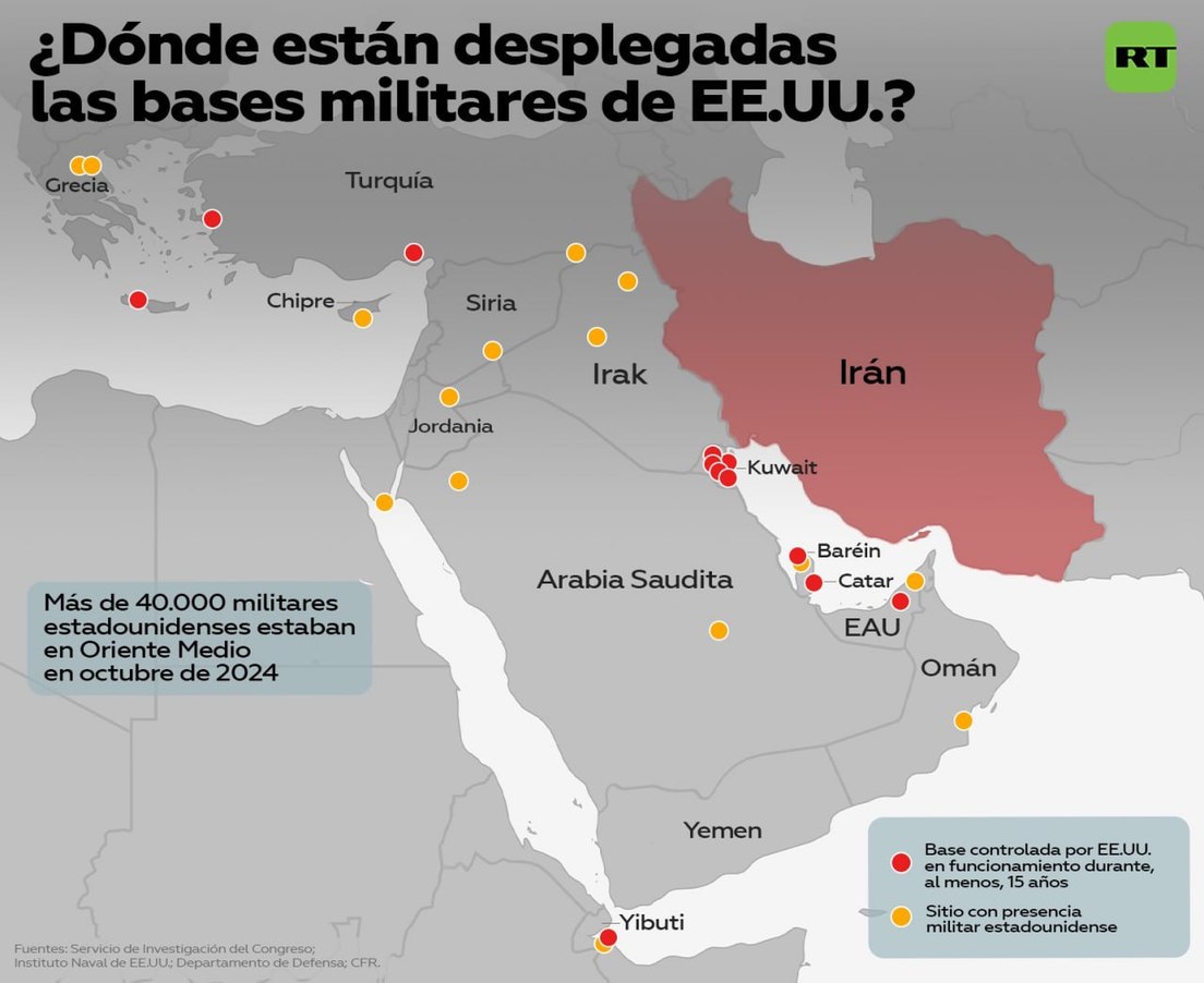 Ofensiva militar contra Irán: mapas de la región