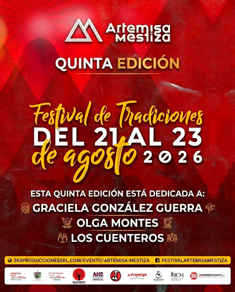 Artemisa: Casa de la Música, el Cine Juárez, Parque Libertad y sus áreas del recinto ferial, sede provincial de la Uneac, Biblioteca provincial Ciro Redondo García, el Álbum Kafé, la glorieta del Parque Libertad y la Casa de la Música, viernes 21 hasta el domingo 23, 5ta. edición del Festival de Tradiciones Artemisa Mestiza.