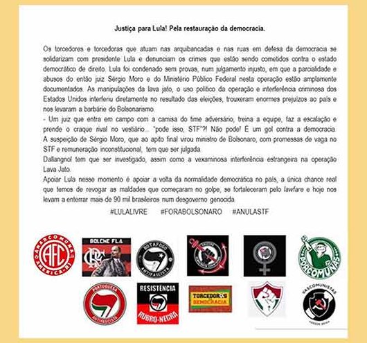 Grupos antifascistas en Brasil piden justicia para Lula