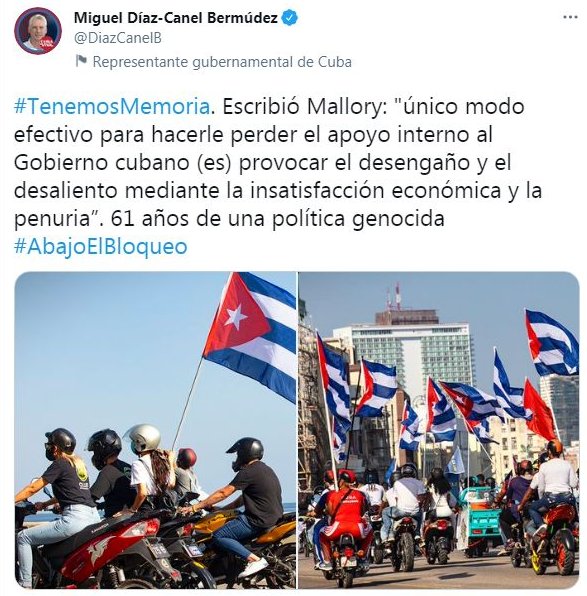 Denuncia Presidente cubano política genocida del bloqueo