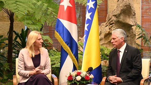 Presidente cubano y la Presidenta de Bosnia y Herzegovina