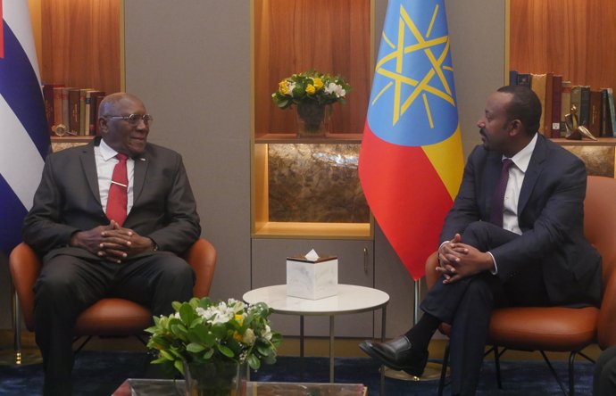 Encuentro entre Salvador Valdés Mesa, vicepresidente de Cuba, y Abiy Ahmed Ali, primer ministro de Etiopía