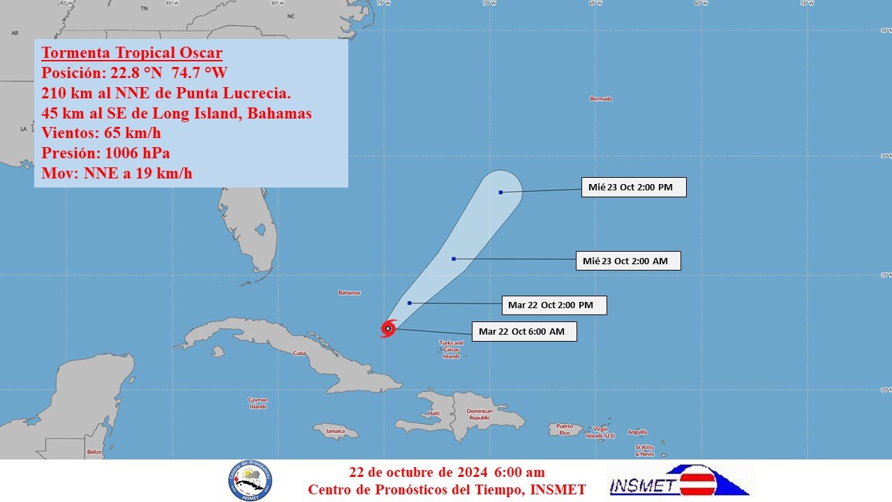 Tormenta tropical Oscar martes 22 de octubre de 2024, 6 a.m.