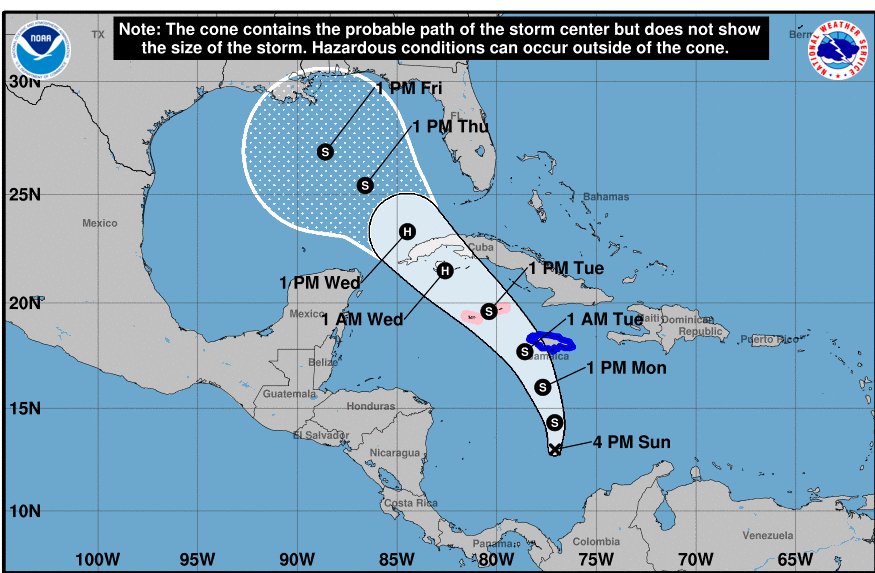 Cono de trayectoria de la tormenta tropical