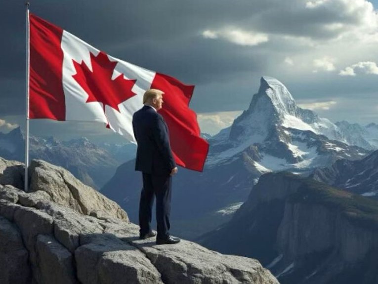 Trump publicó una imagen suya junto a una bandera canadiense