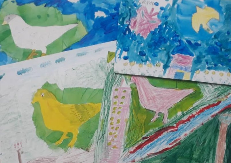 Obras realizadas por los alumnos del proyecto Mi trazo con Dedeté.