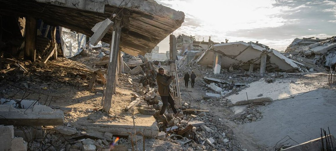 Un barrio residencial en Gaza se encuentra en ruinas.