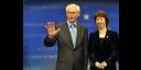 Primer ministro belga, Hermann van Rompuy junto a la comisaria europea de Comercio Catherine Ashton