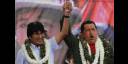 Evo Morales y Hugo Chávez en la clausura de la Cumbre Climática