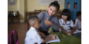 En la escuela de Phnom Pehn, Reino de Camboya