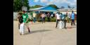 Participantes de la primera Misión de Solidaridad con Cuba de la Federación Mundial de Juventudes Democráticas visitaron el barrio El Husillo