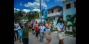 En El Fanguito, integrantes de la  Brigada Internacional Primero de Mayo compartieron con los vecinos del barrio, en plena transformación.