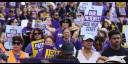 Protestan trabajadores de la salud en California, Estados  Unidos.