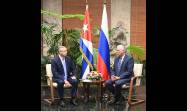 Encuentro de Miguel Díaz-Canel con Aleksandr D. Belglov, gobernador de San Petersburgo