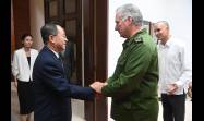 Encuentro de Miguel Díaz-Canel con Liu Junfeng, vicepresidente de la Agencia Nacional de Cooperación Internacional para el Desarrollo de China (CIDCA)