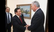 Miguel Díaz-Canel Bermúdez, recibió al miembro del Buró Político del Partido Comunista de Vietnam, Nguyen Xuan Thang
