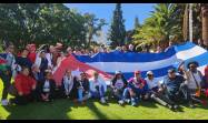 Delegaciones internacionales marchan unidos por las calles de Windhoek, Namibia, en demanda del fin del bloqueo contra la isla caribeña y en solidaridad con la resistencia palestina.