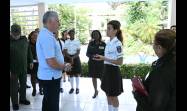Miguel Díaz-Canel Bermúdez visitó este jueves el Preuniversitario Vocacional del Ministerio del Interior Hermanos Martínez Tamayo.