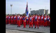 El Presidente Miguel Díaz-Canel Bermúdez entregó la bandera que acompañara a la delegación cubana a los 25tos. Juegos Centroamericanos y del Caribe. 