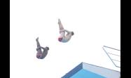 Jesús Rodríguez y Bernaldo Arias en la competencia del salto de 10 metros sincronizado. 