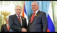 Presidente cubano intercambia con su homólogo ruso en Moscú