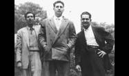 Fidel junto a los emigrados cubanos Fernando Margolles y José Cabrera, Ciudad México, 26 de julio de 1955.