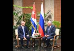 Encuentro de Miguel Díaz-Canel con Aleksandr D. Belglov, gobernador de San Petersburgo