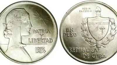 Moneda de un peso, tipo ABC, acuñada en 1934.