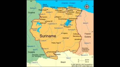 Mapa de la República de Suriname
