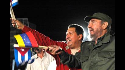 Hugo Chávez y Fidel Castro