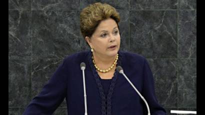 Dilma Rousseff, durante su intervención en la Asamblea General de Naciones Unidas