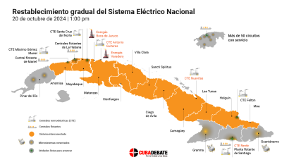 Mapa de la generación eléctrica en el país a las 1.00 pm