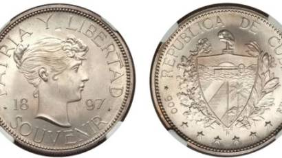 Moneda «Souvenir», tipo II, acuñada en 1897.