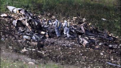 Los restos del F-16