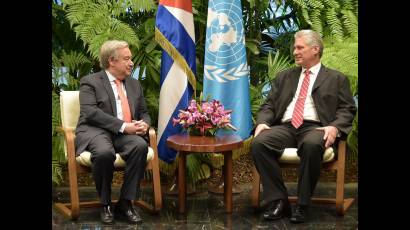 Recibió Díaz-Canel al Secretario General de la ONU