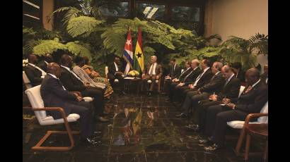 Miguel Díaz-Canel Bermúdez, recibió al Presidente de la República de Ghana, excelentísimo señor Nana Addo Dankwa Akufo-Addo