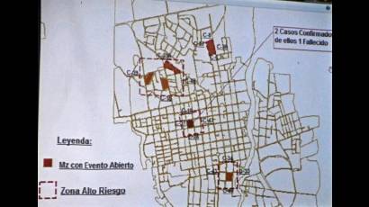 Mapa urbano de las demarcaciones de alto riesgo en Isla de la Juventud por la COVID-19