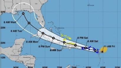 Posible trayectoria de la Tormenta Tropical Laura.