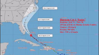 El huracán Isaías ha continuado su desplazamiento al noroeste