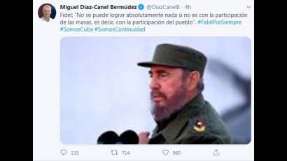 Presidente de Cuba evoca ideario de Fidel Castro