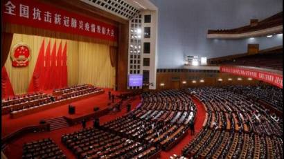 Reunión realizada en China para reconocer los modelos a seguir en la lucha contra la pandemia