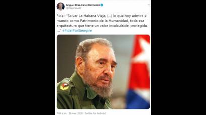 Tuit de Presidente de Cuba