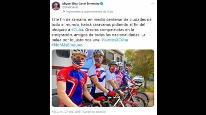 Presidente de Cuba destaca y agradece caravanas contra bloqueo