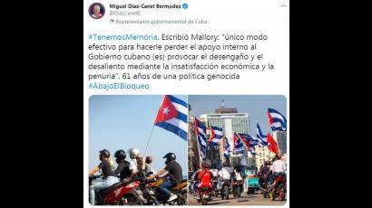 Denuncia Presidente cubano política genocida del bloqueo