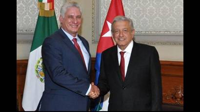 Miguel Díaz Canel y Andrés Manuel López Obrador