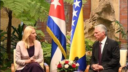 Presidente cubano y la Presidenta de Bosnia y Herzegovina